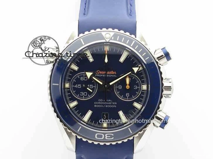 0508 Chic Planet Ocean Master Chrono 45mm SS OM 1:1 Best Edition Blue Dial On Blue Rubber Strap A 8172